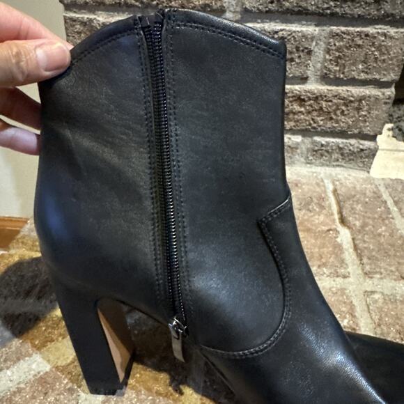 Franco Sarto Bayden Square Toe Boot Black Women's 10 Leather Chic Western - Picture 13 of 16